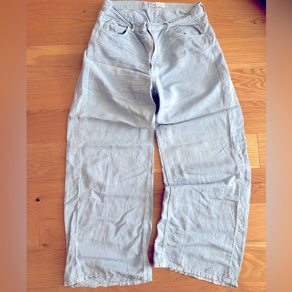 Zara Blue lightweight wide leg pants